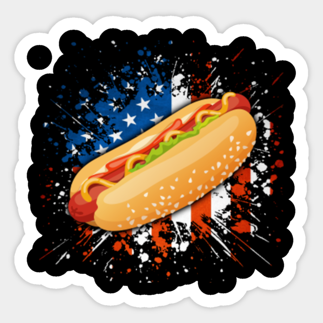 Hot Dog American Flag Patriotic - Hot Dog American Flag - Sticker